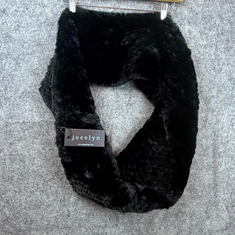 Jocelyn Faux Fur Infinity Scarf Womens One Size Black Knitted Stretch Winter